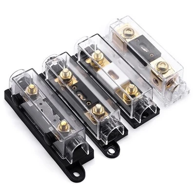 Guld ANL Bolt On Inline Säkringshållare Block 0 4 8 10 Mätare AWG